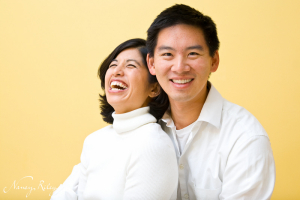 couple with woman laughing