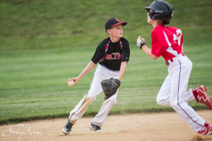 baseball about to tag