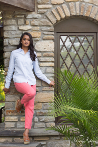 senior portrait by window