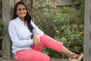 senior portrait on bench