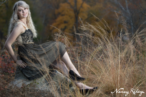 senior seated on cornice