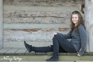 Senior on wooden porch