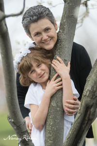 First Communion girl and mom