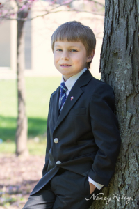 First Communion Andrew by tree