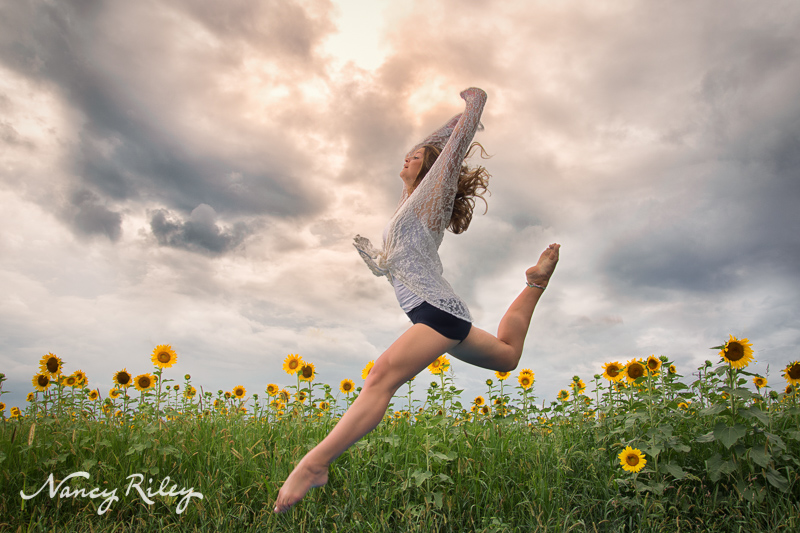 senior dancer sunflowers