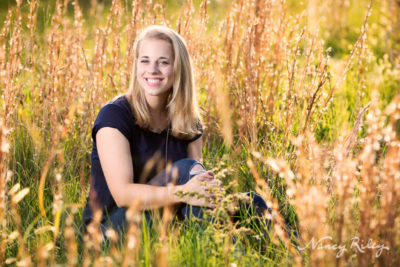 Senior girl in field