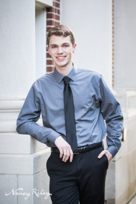 Senior boy with columns