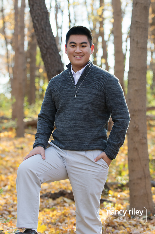 Autumn boy senior portrait
