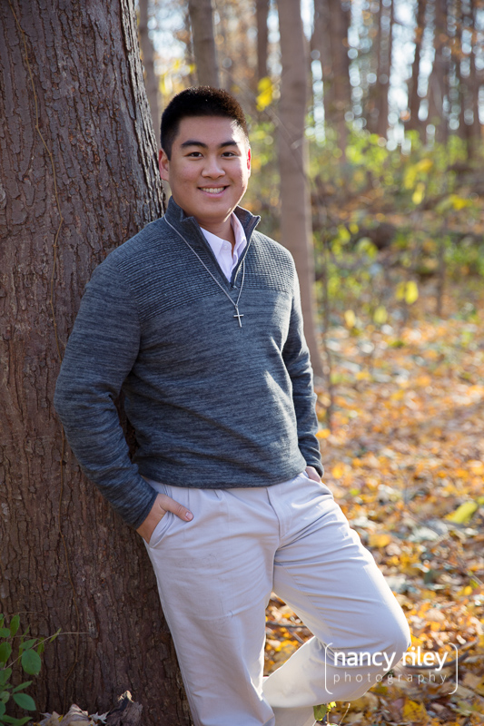 Autumn boy senior portrait
